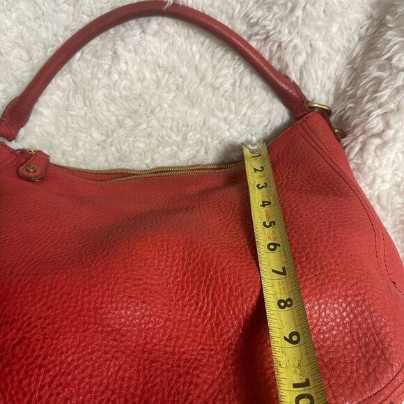 J Crew Elegant Red Leather Hobo Bag gold tone hardwares - Picture 7 of 14